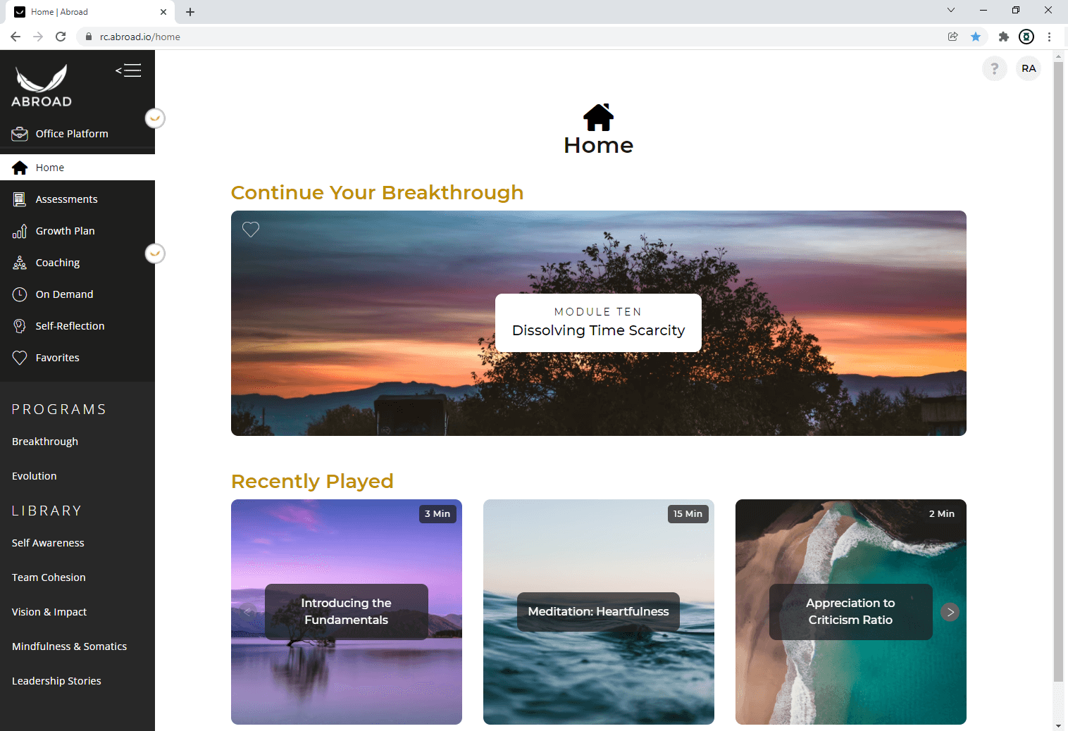 An image of the Abroad - Coaching Platform project.